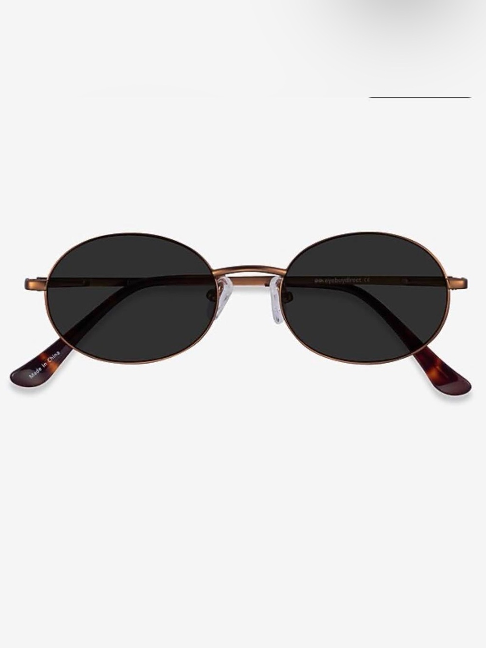Oval Brown Tint Sunglasses with Bronze Metal Frame